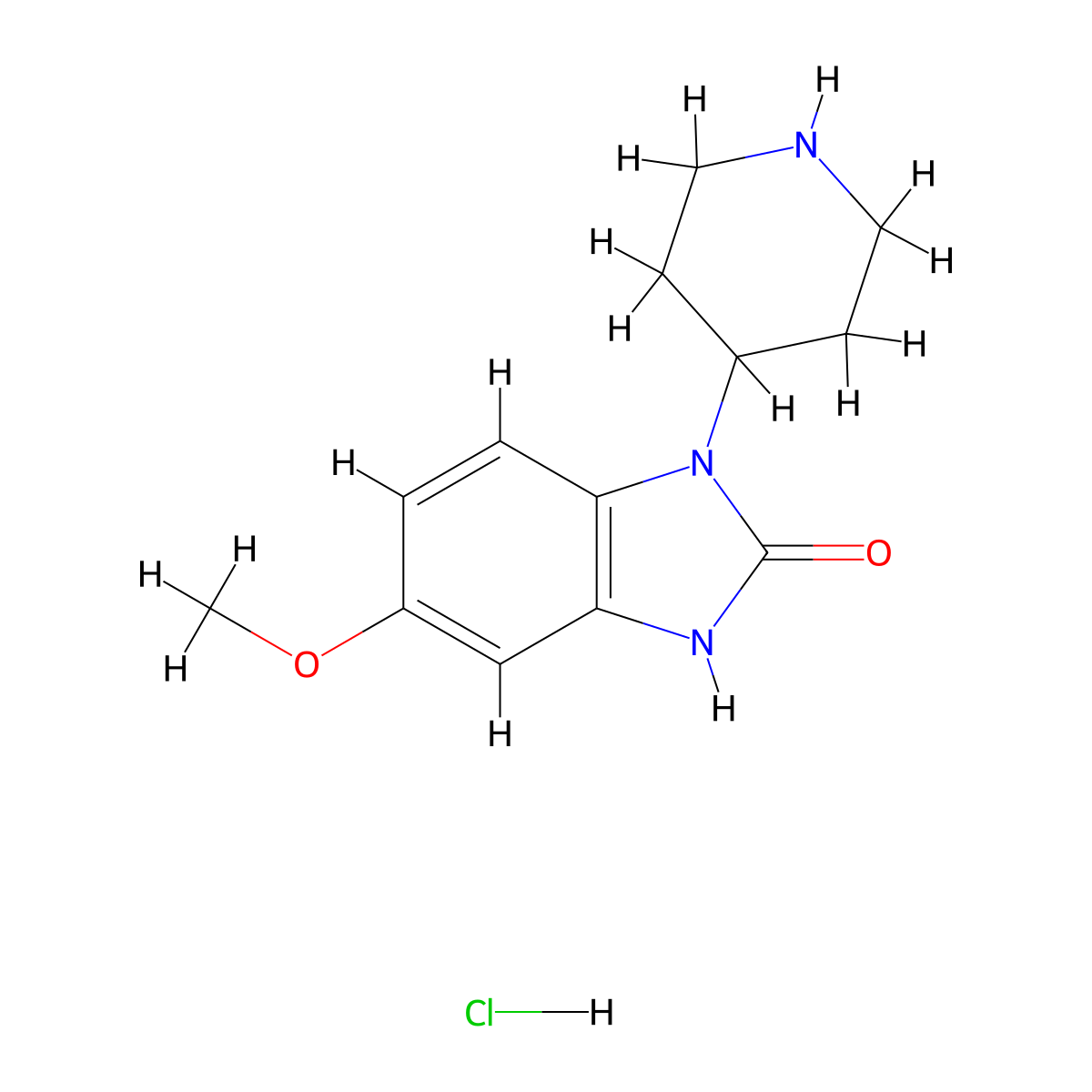 5-Methoxy-1-(piperidin-4-yl)-1H-benzo[d]imidazol-2(3H)-one HCl molecular structure, CAS 107618-02-0