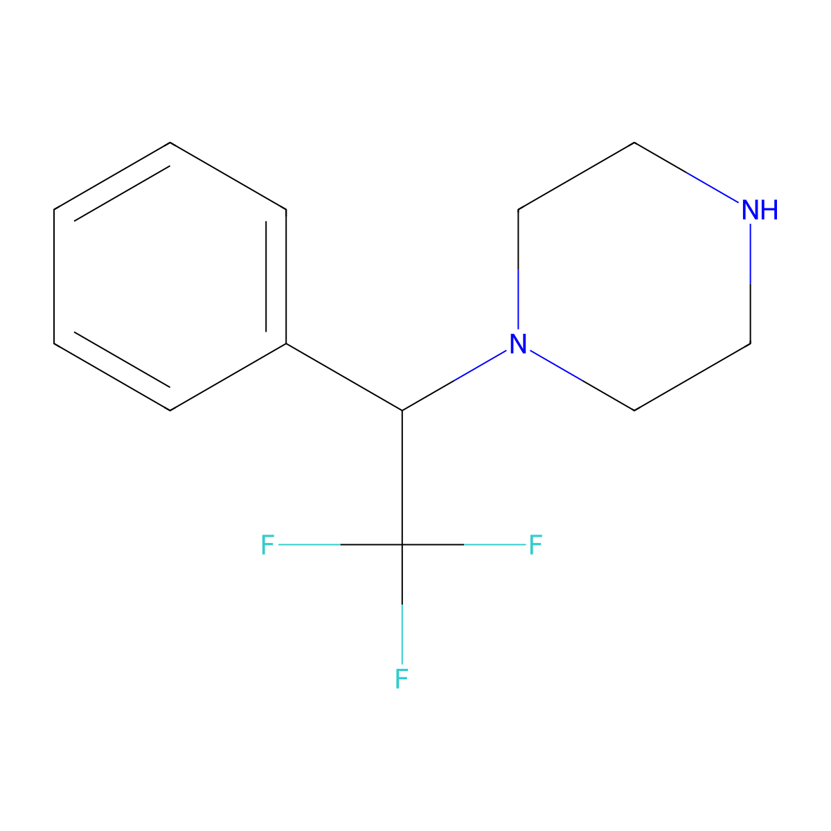 1-(2,2,2-Trifluoro-1-phenylethyl)piperazine molecular structure, CAS 1076195-24-8