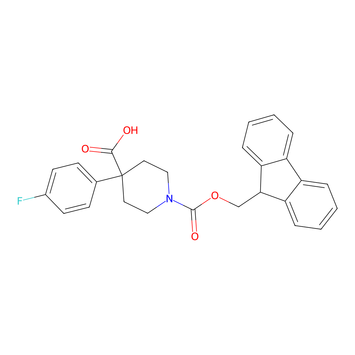 Fmoc-4-(4-fluorophenyl)-piperidine-4-carboxylic acid molecular structure, CAS 1076197-06-2