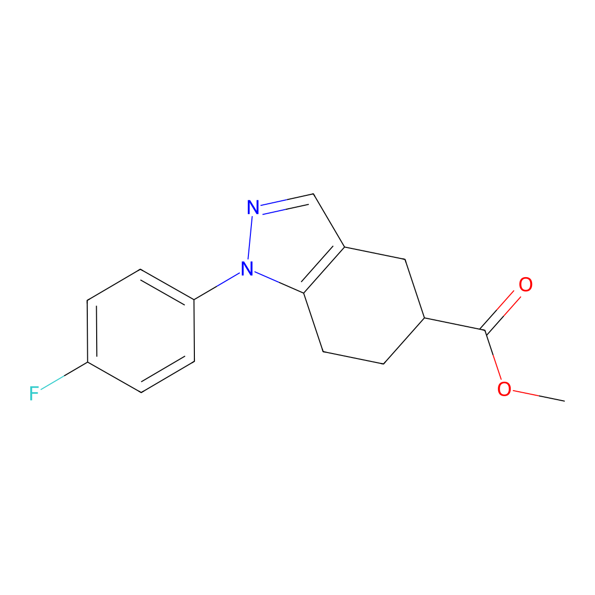 Methyl 1-(4-fluorophenyl)-4,5,6,7-tetrahydro-1H-indazole-5-carboxylate molecular structure, CAS 1076197-87-9