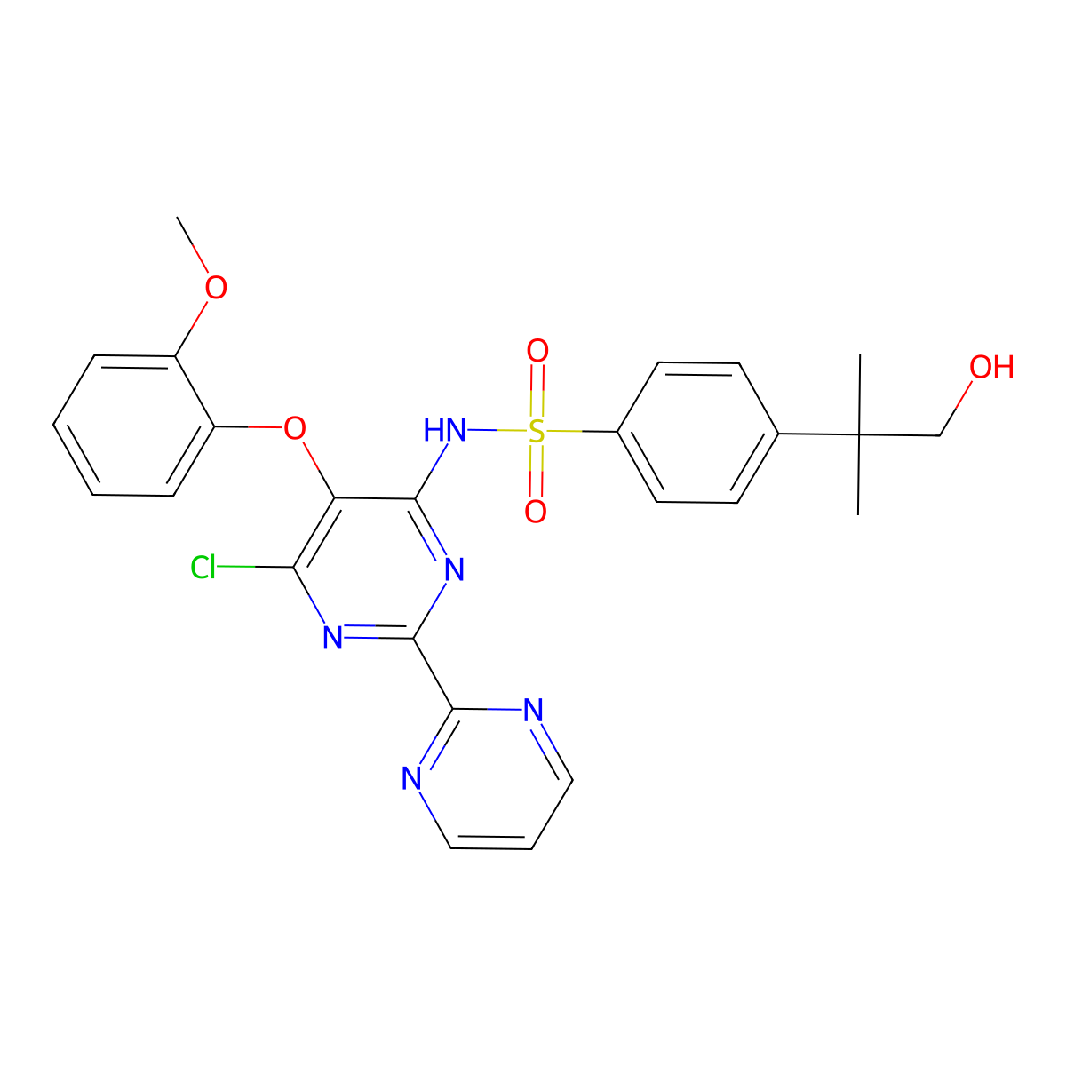 4-(2-Hydroxy-1,1-dimethylethyl)-N-[6-chloro-5-(2-methoxyphenoxy)-(2,2'-bipyrimidin)-4-YL]benzenesulfonamide molecular structure, CAS 1076198-22-5