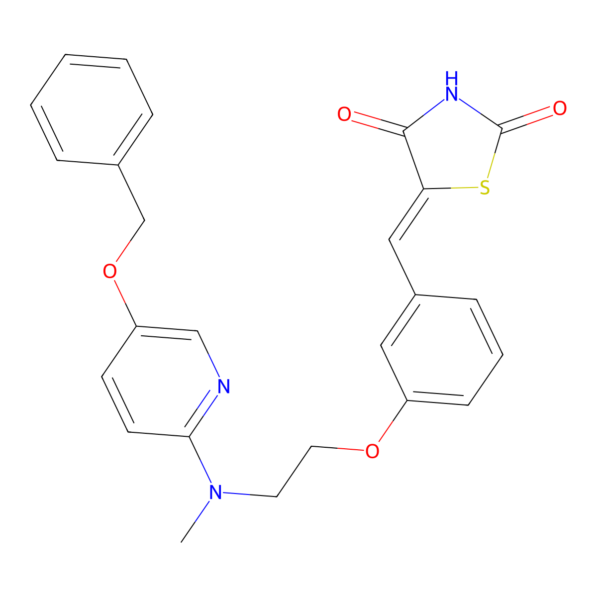 5-[[3-[2-[Methyl-(5-phenylmethoxypyridin-2-yl)amino]ethoxy]phenyl]methylidene]-1,3-thiazolidine-2,4-dione molecular structure, CAS 1076199-05-7