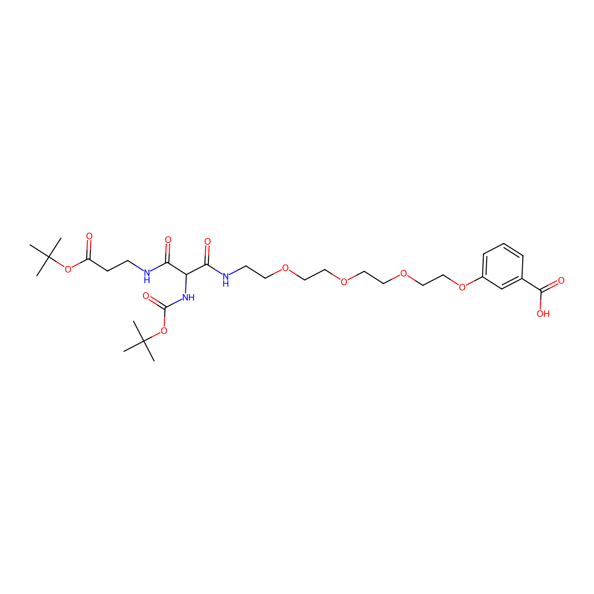 3-[14-(N-Boc-amino)-21,21-dimethyl-13,15,19-trioxo-3,6,9,20-tetraoxa-12,16-diazadocosyloxy]benzoic Acid molecular structure, CAS 1076199-17-1