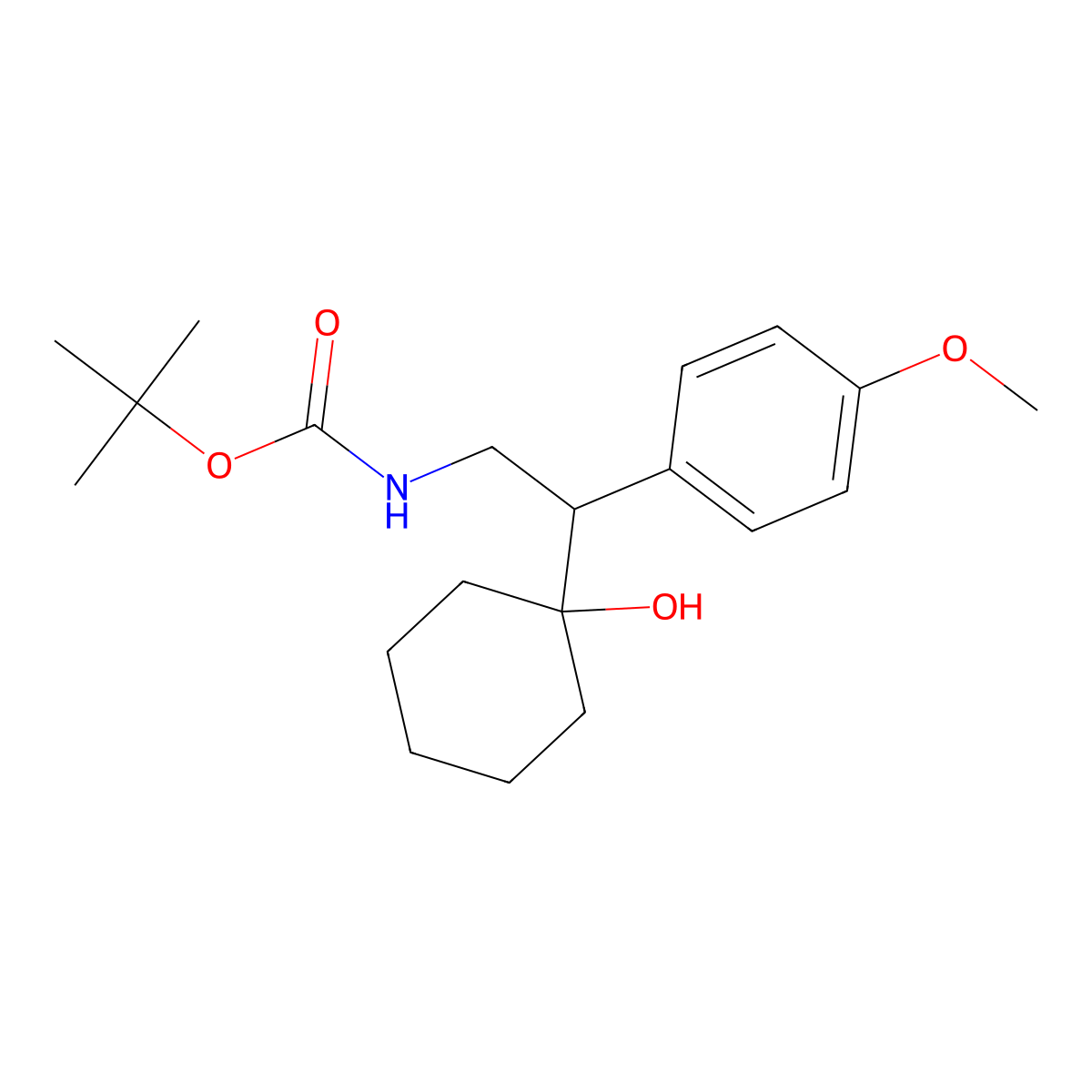 1,1-Dimethylethyl N-[2-(1-hydroxycyclohexyl)-2-(4-methoxyphenyl)ethyl]carbamate molecular structure, CAS 1076199-18-2