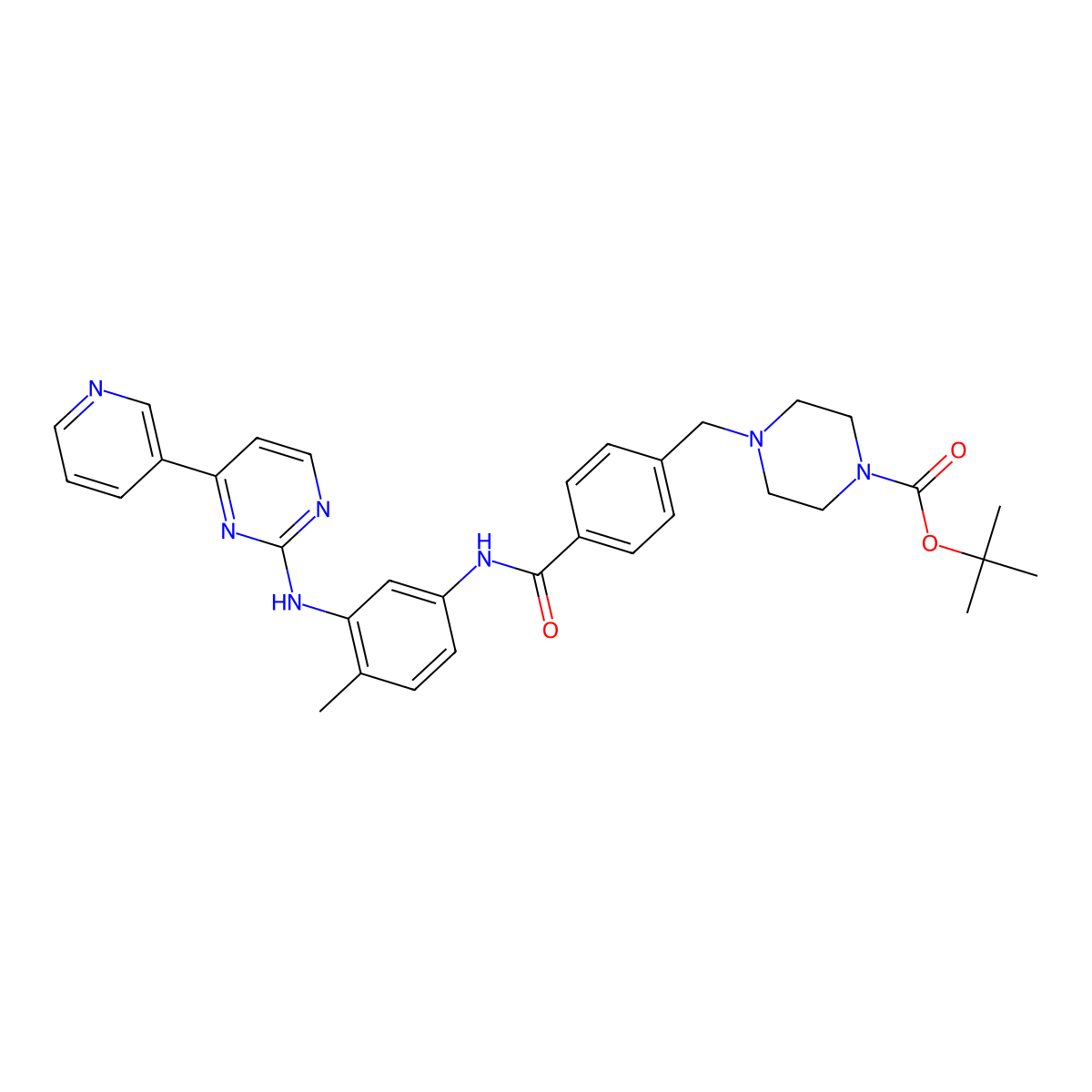 N-Boc-N-Desmethyl Imatinib molecular structure, CAS 1076199-23-9