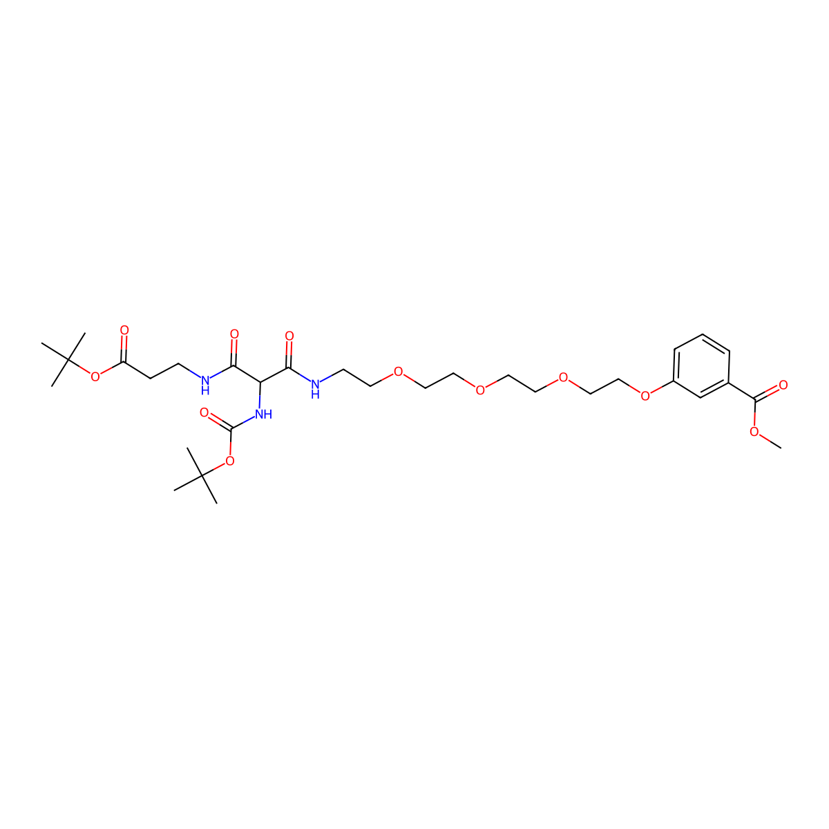 tert-Butyl 14-(N-Boc-amino)-1-[3-(methoxycarbonyl)phenoxy]-13,15-dioxo-3,6,9-trioxa-12,16-diazanonadecan-19-oate molecular structure, CAS 1076199-61-5