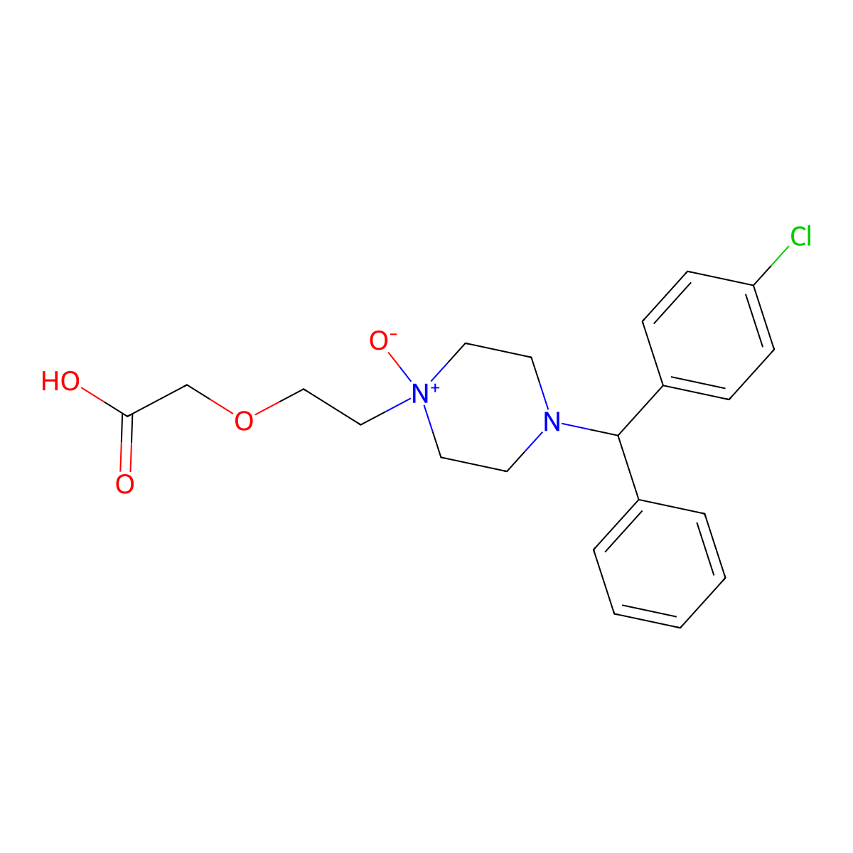 2-(2-(4-((4-Chlorophenyl)phenylmethyl)-1-oxido-1-piperazinyl)ethoxy)acetic acid molecular structure, CAS 1076199-80-8