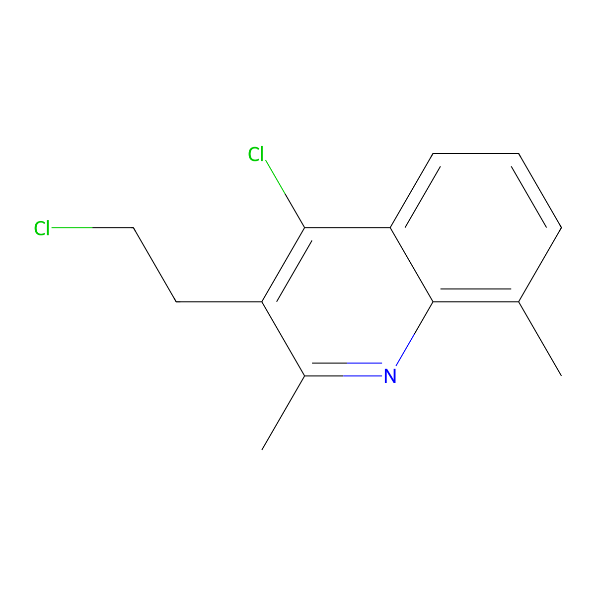 4-Chloro-3-(2-chloroethyl)-2,8-dimethylquinoline molecular structure, CAS 107622-79-7