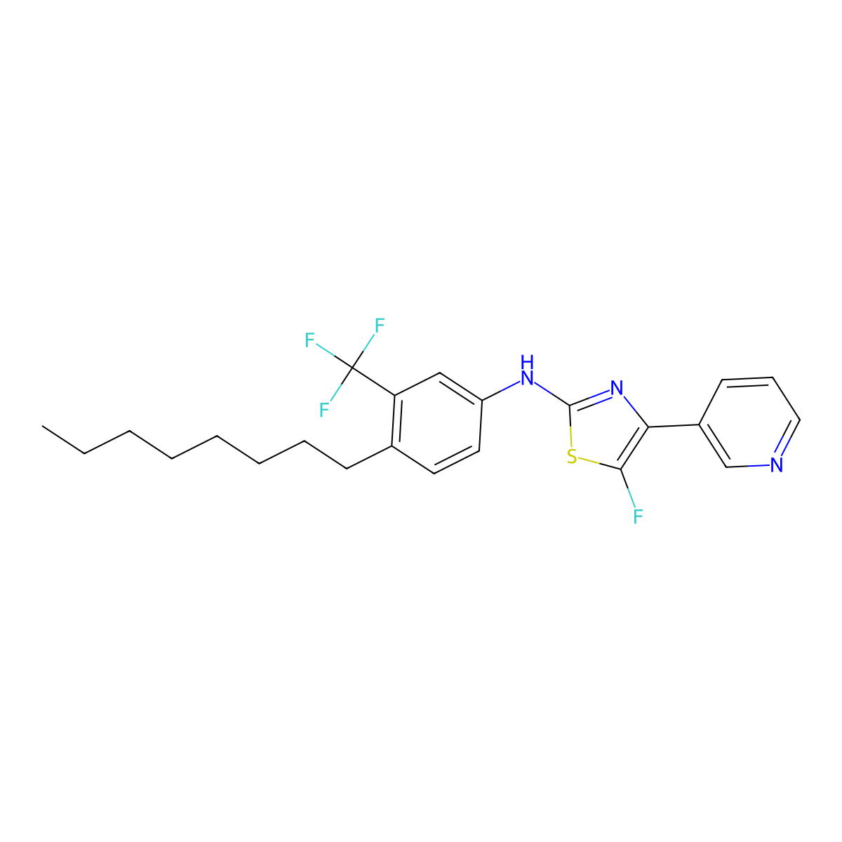 5-Fluoro-n-(4-octyl-3-(trifluoromethyl)phenyl)-4-(pyridin-3-yl)thiazol-2-amine molecular structure, CAS 1076222-04-2