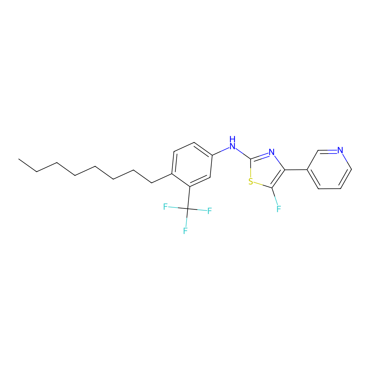 5-Fluoro-n-(4-octyl-3-(trifluoromethyl)phenyl)-4-(pyridin-3-yl)thiazol-2-amine molecular structure, CAS 1076222-04-2