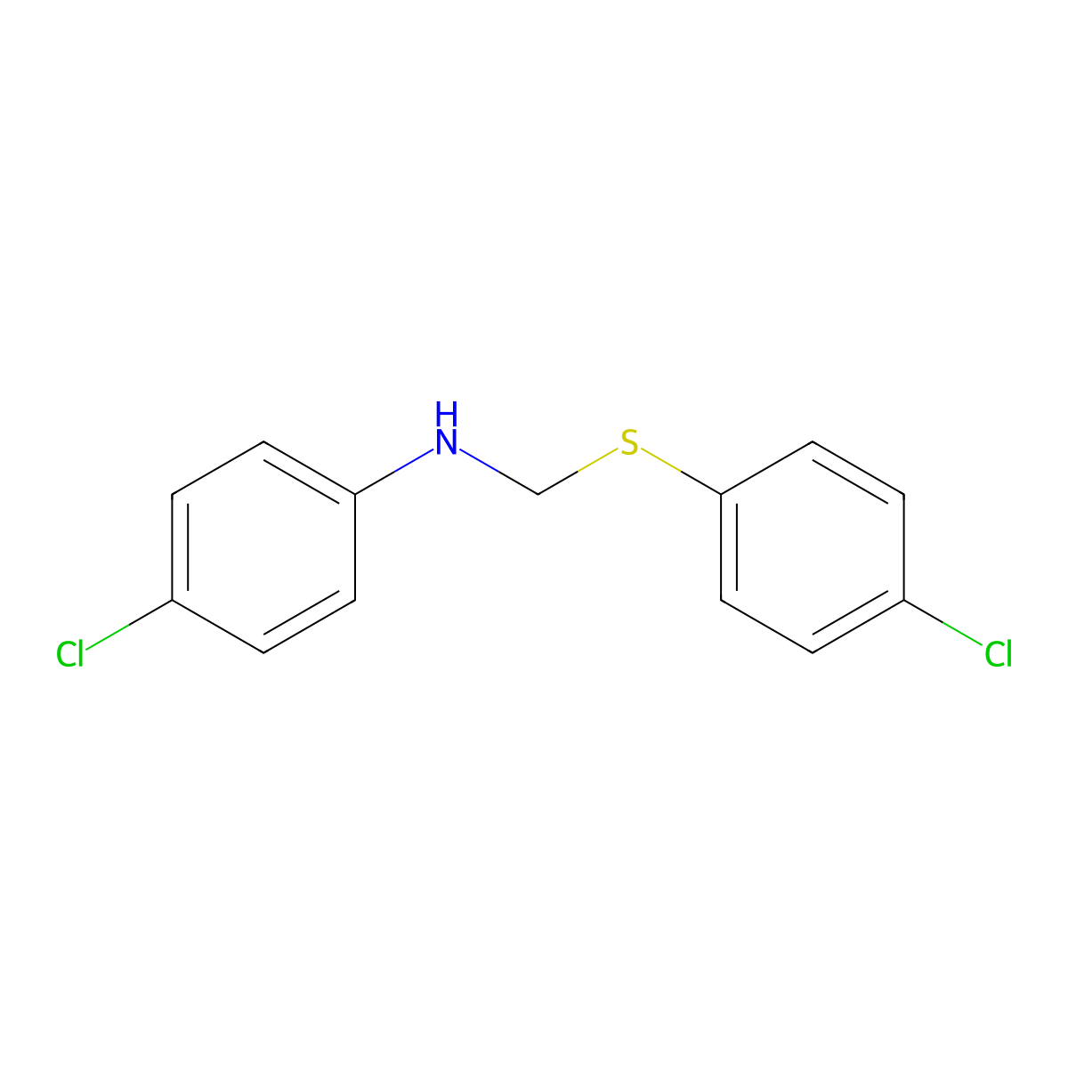 4-Chloro-N-(((4-chlorophenyl)thio)methyl)aniline molecular structure, CAS 107623-18-7