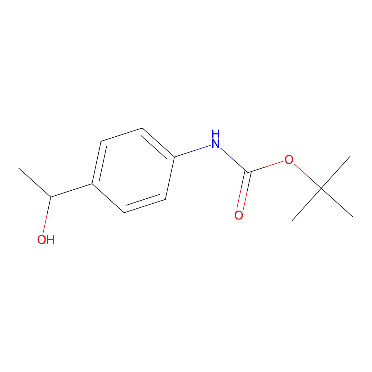 tert-butyl N-{4-[(1R)-1-hydroxyethyl]phenyl}carbamate molecular structure, CAS 1076237-86-9