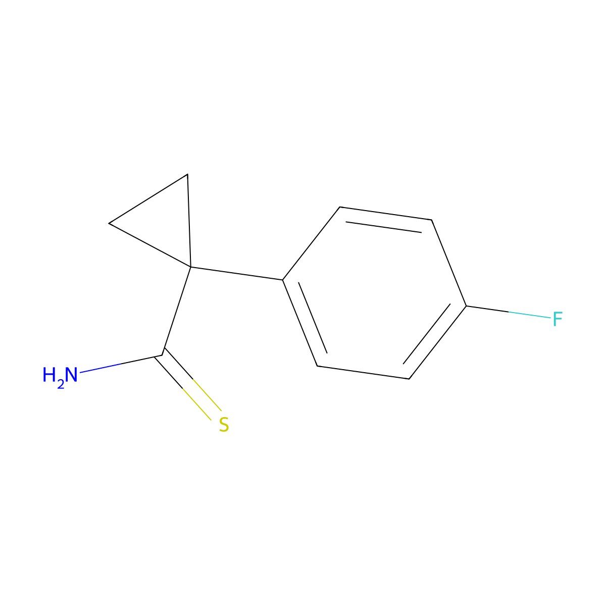 1-(4-Fluorophenyl)cyclopropane-1-carbothioamide molecular structure, CAS 1076239-17-2