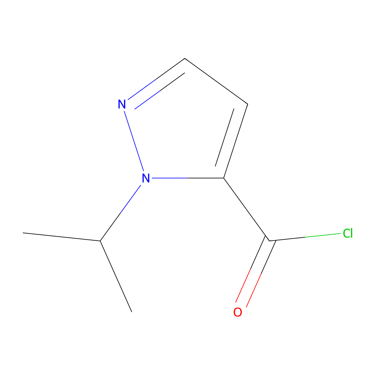 1-Isopropyl-1H-pyrazole-5-carbonyl chloride molecular structure, CAS 1076245-75-4