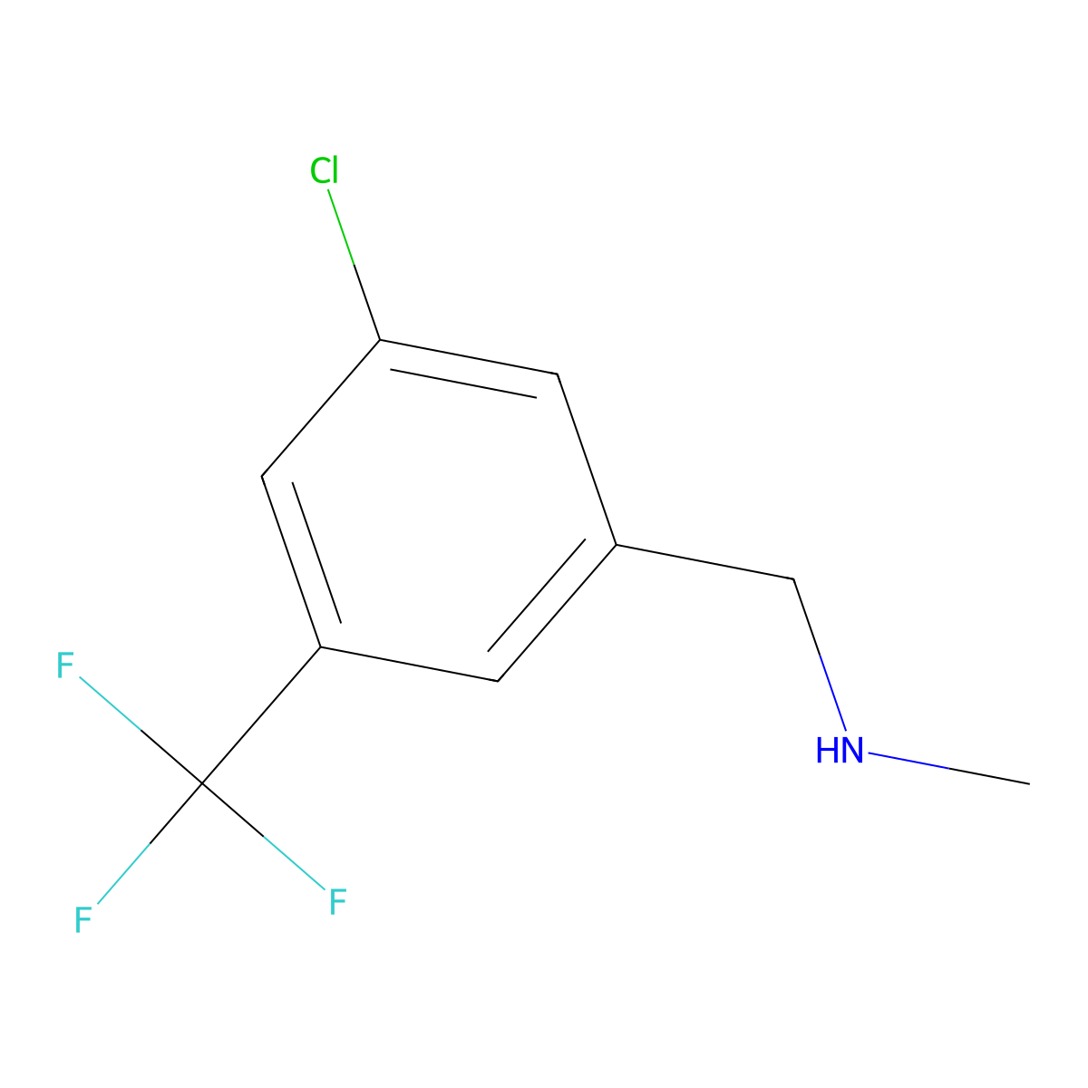 {[3-Chloro-5-(trifluoromethyl)phenyl]methyl}(methyl)amine molecular structure, CAS 1076263-29-0