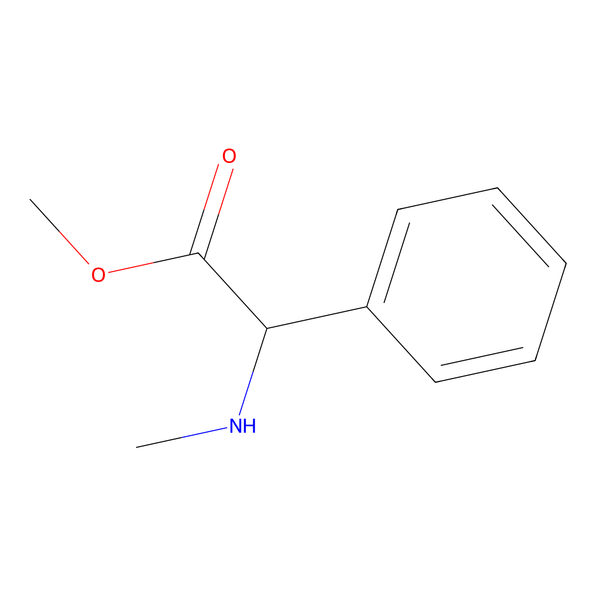 Methyl 2-(methylamino)-2-phenylacetate molecular structure, CAS 107635-11-0