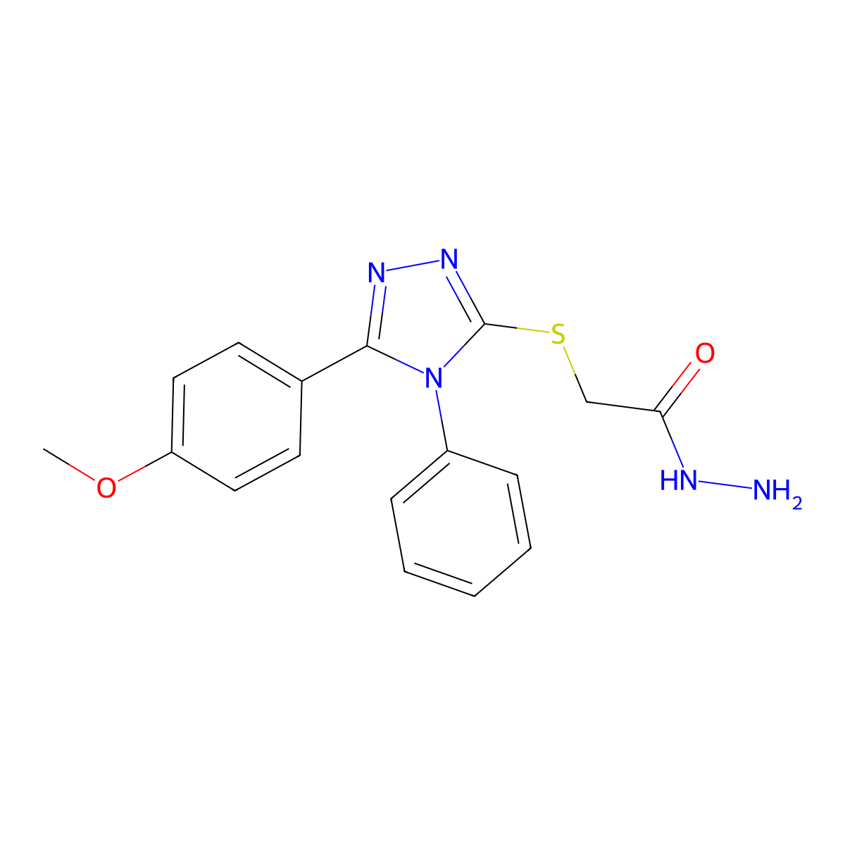 2-{[5-(4-methoxyphenyl)-4-phenyl-4H-1,2,4-triazol-3-yl]sulfanyl}acetohydrazide molecular structure, CAS 107645-46-5