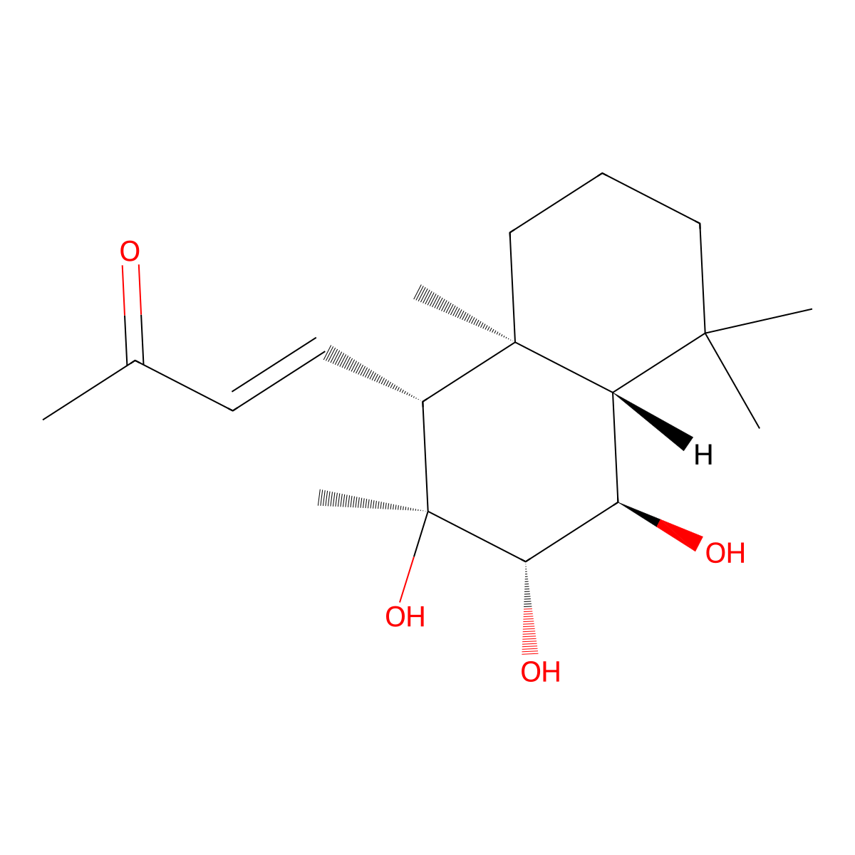 (3E)-4-((1R,2S,3S,4R,4aS,8aS)-Decahydro-2,3,4-trihydroxy-2,5,5,8a-tetramethyl-1-naphthalenyl)-3-buten-2-one molecular structure, CAS 107647-14-3