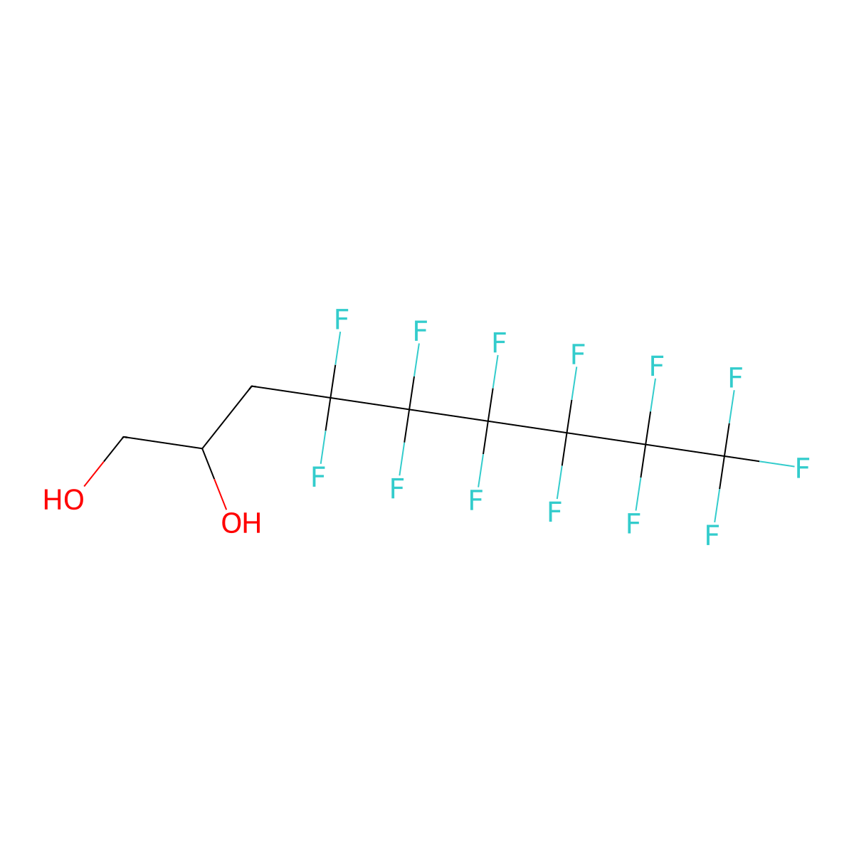 4,4,5,5,6,6,7,7,8,8,9,9,9-Tridecafluorononane-1,2-diol molecular structure, CAS 107650-06-6