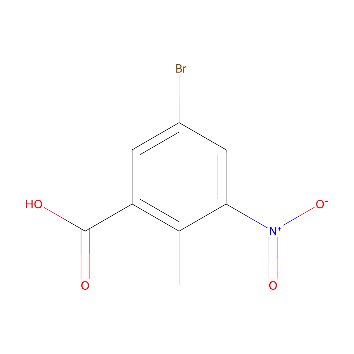 5-Bromo-2-methyl-3-nitrobenzoic acid molecular structure, CAS 107650-20-4