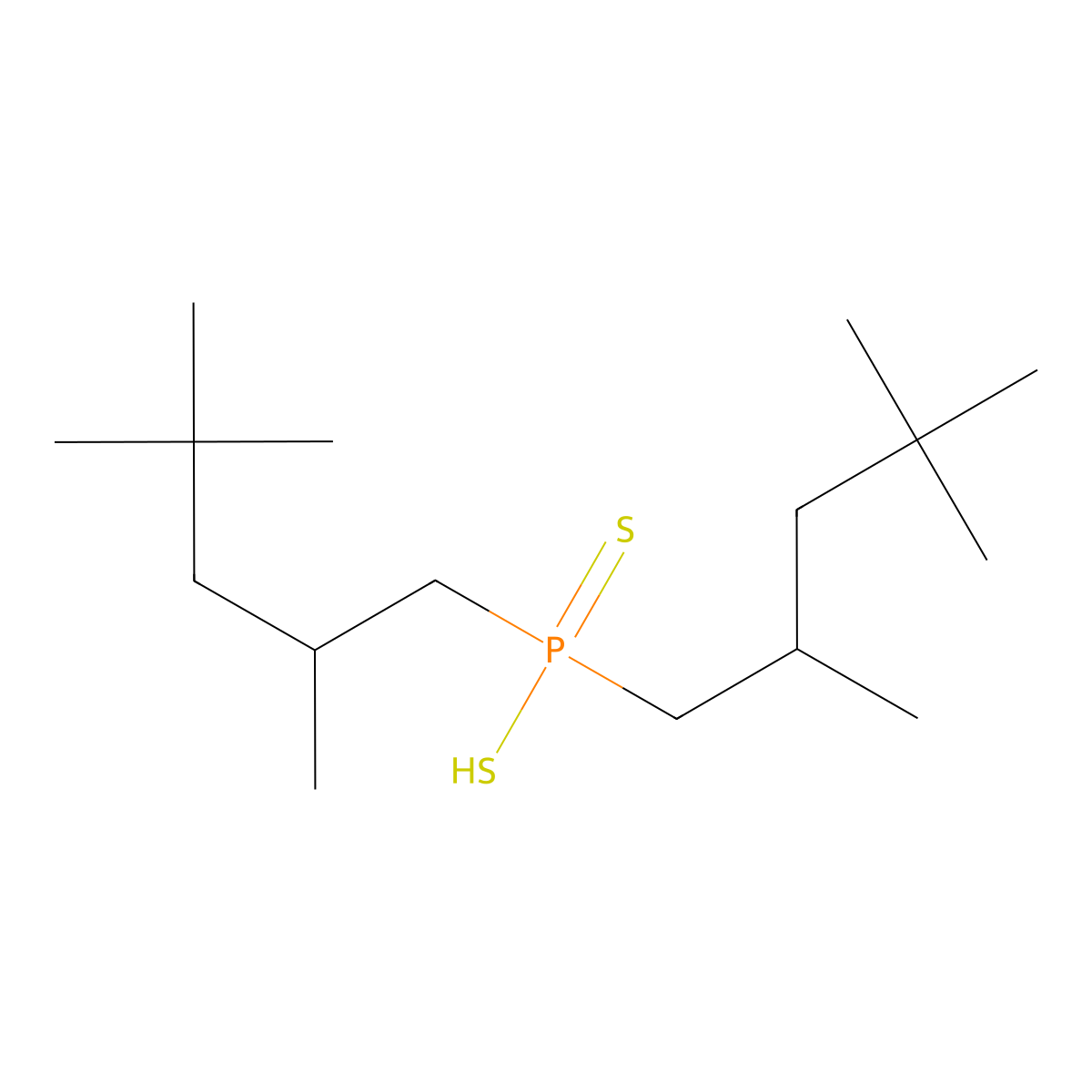Bis(2,4,4-trimethylpentyl)dithiophosphinic acid molecular structure, CAS 107667-02-7
