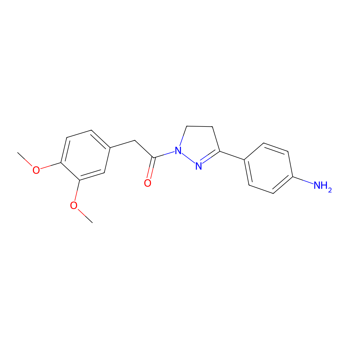 1-(3-(4-Aminophenyl)-4,5-dihydro-1H-pyrazol-1-yl)-2-(3,4-dimethoxyphenyl)ethanone molecular structure, CAS 1076690-12-4