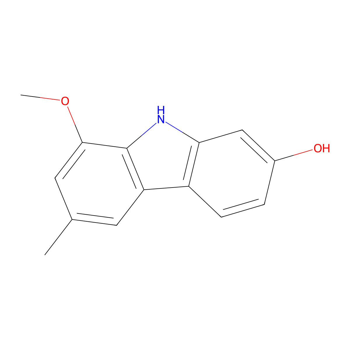 7-Hydroxy-1-methoxy-3-methylcarbazole molecular structure, CAS 107672-54-8