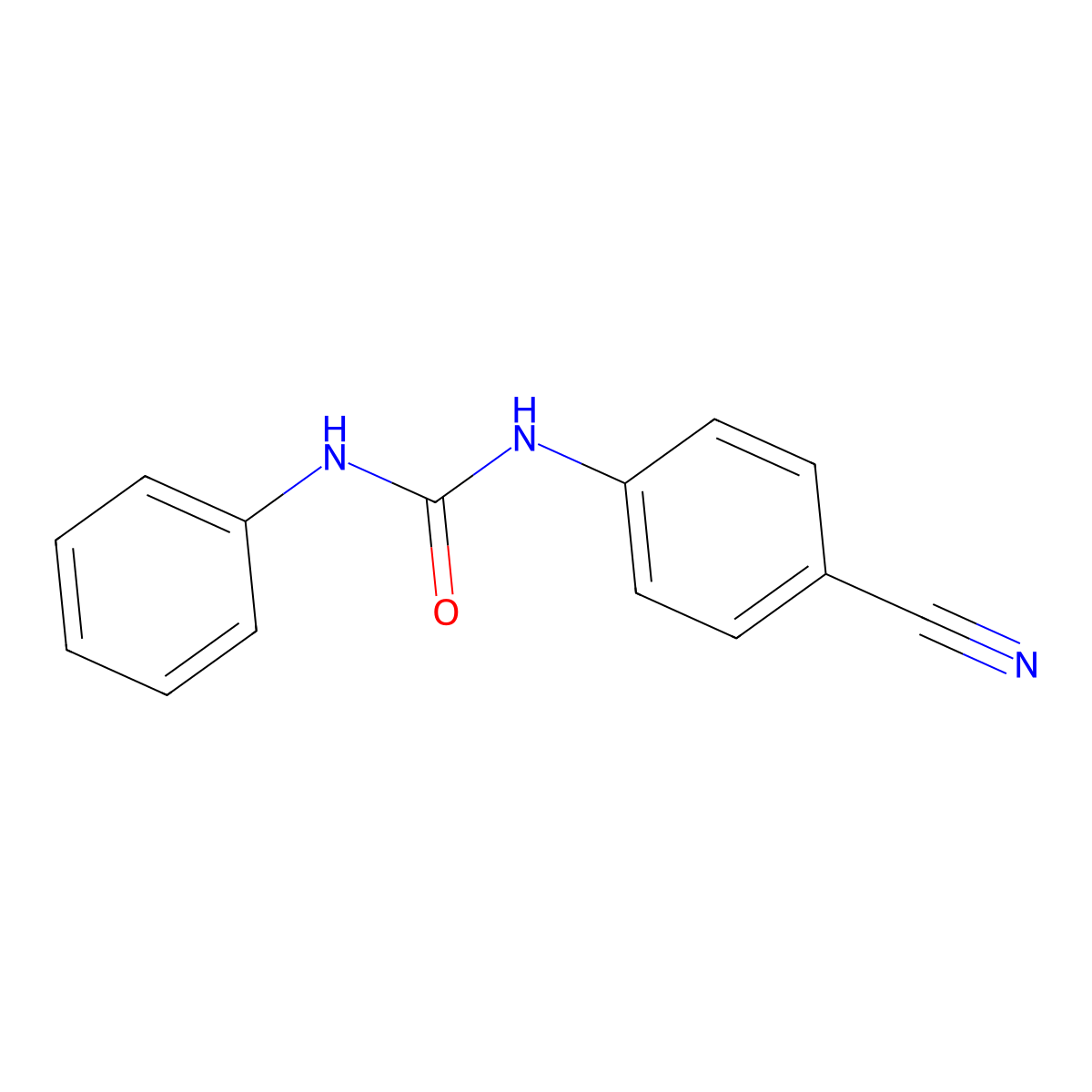 N-(4-cyanophenyl)-N'-phenylurea molecular structure, CAS 107676-58-4