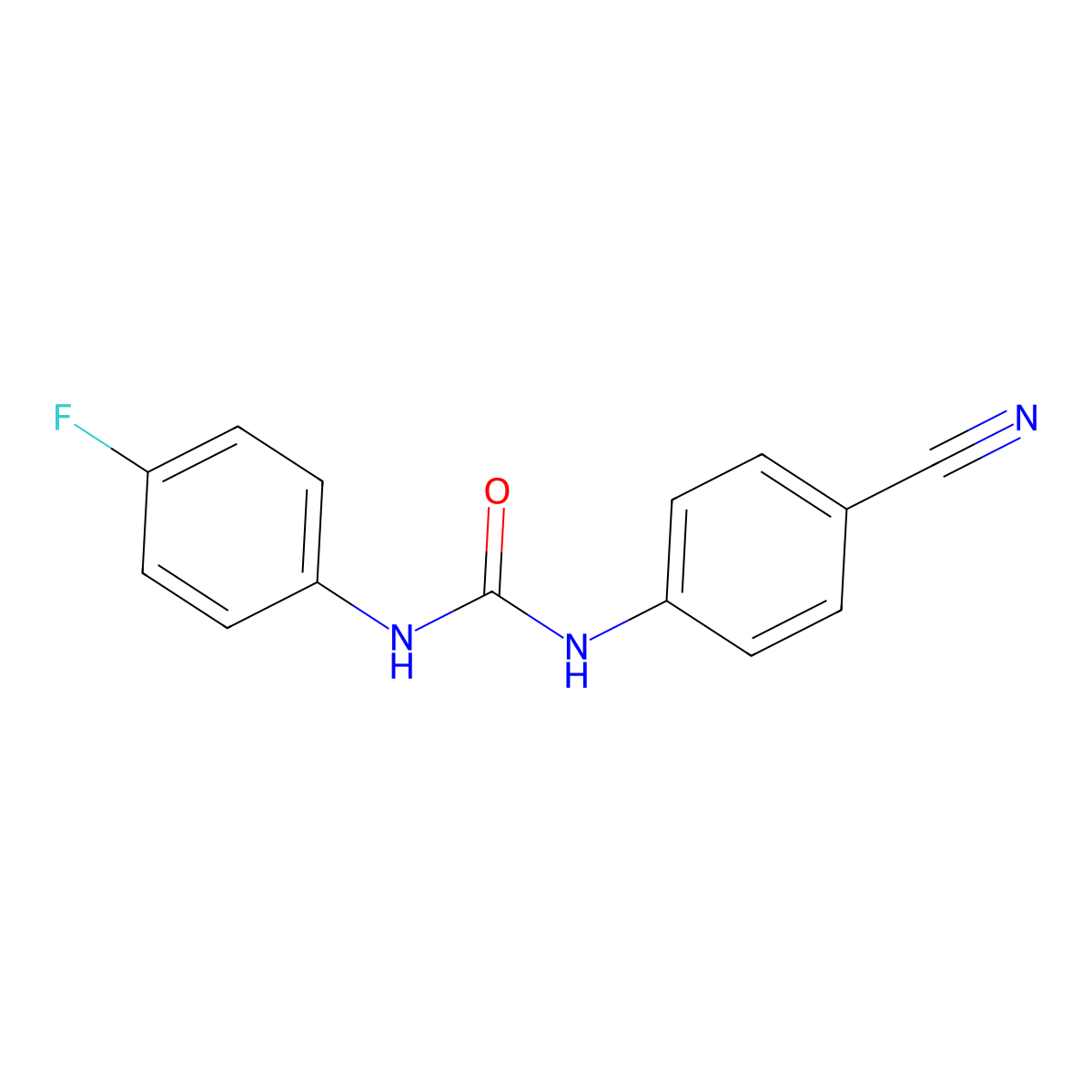1-(4-Cyanophenyl)-3-(4-fluorophenyl)urea molecular structure, CAS 107676-59-5
