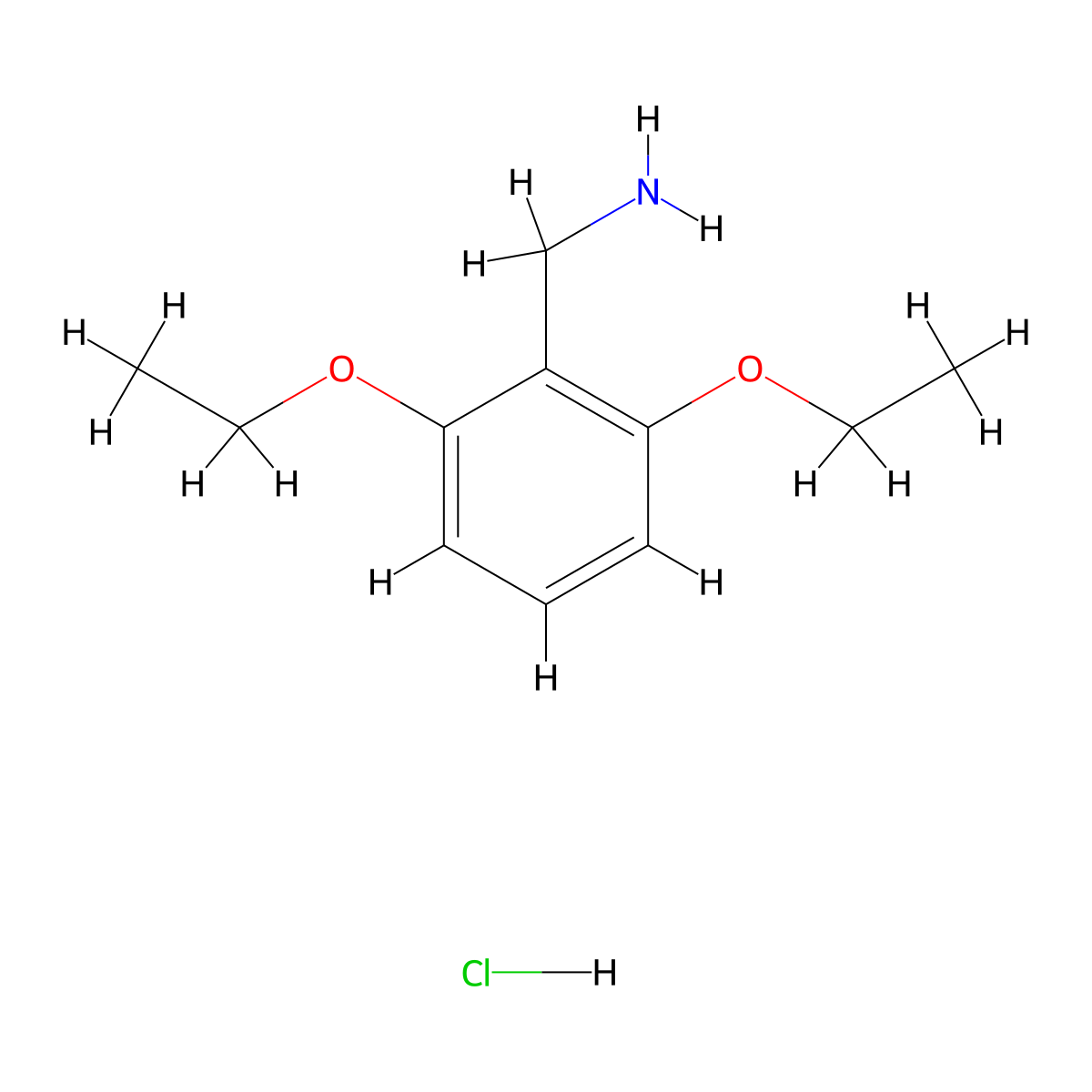 (2,6-Diethoxyphenyl)methanamine hydrochloride molecular structure, CAS 107694-31-5