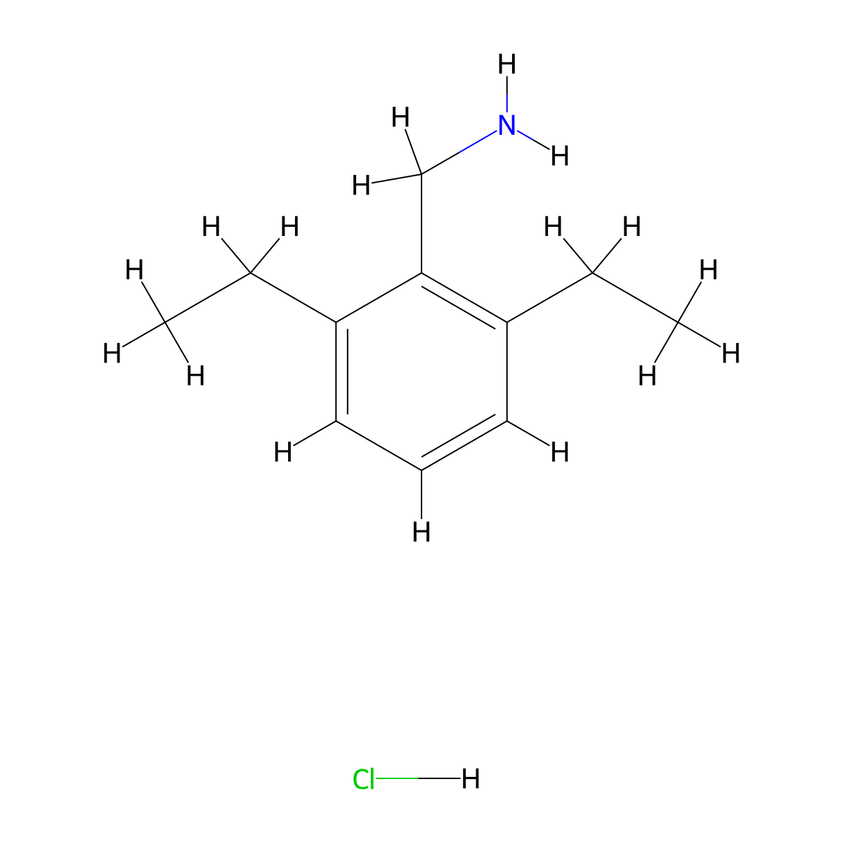 (2,6-Diethylphenyl)methanamine hydrochloride molecular structure, CAS 107694-43-9