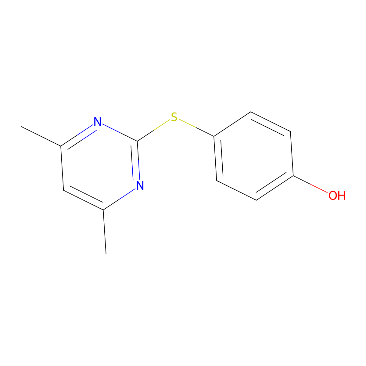 4-[(4,6-Dimethylpyrimidin-2-yl)thio]phenol molecular structure, CAS 107718-34-3