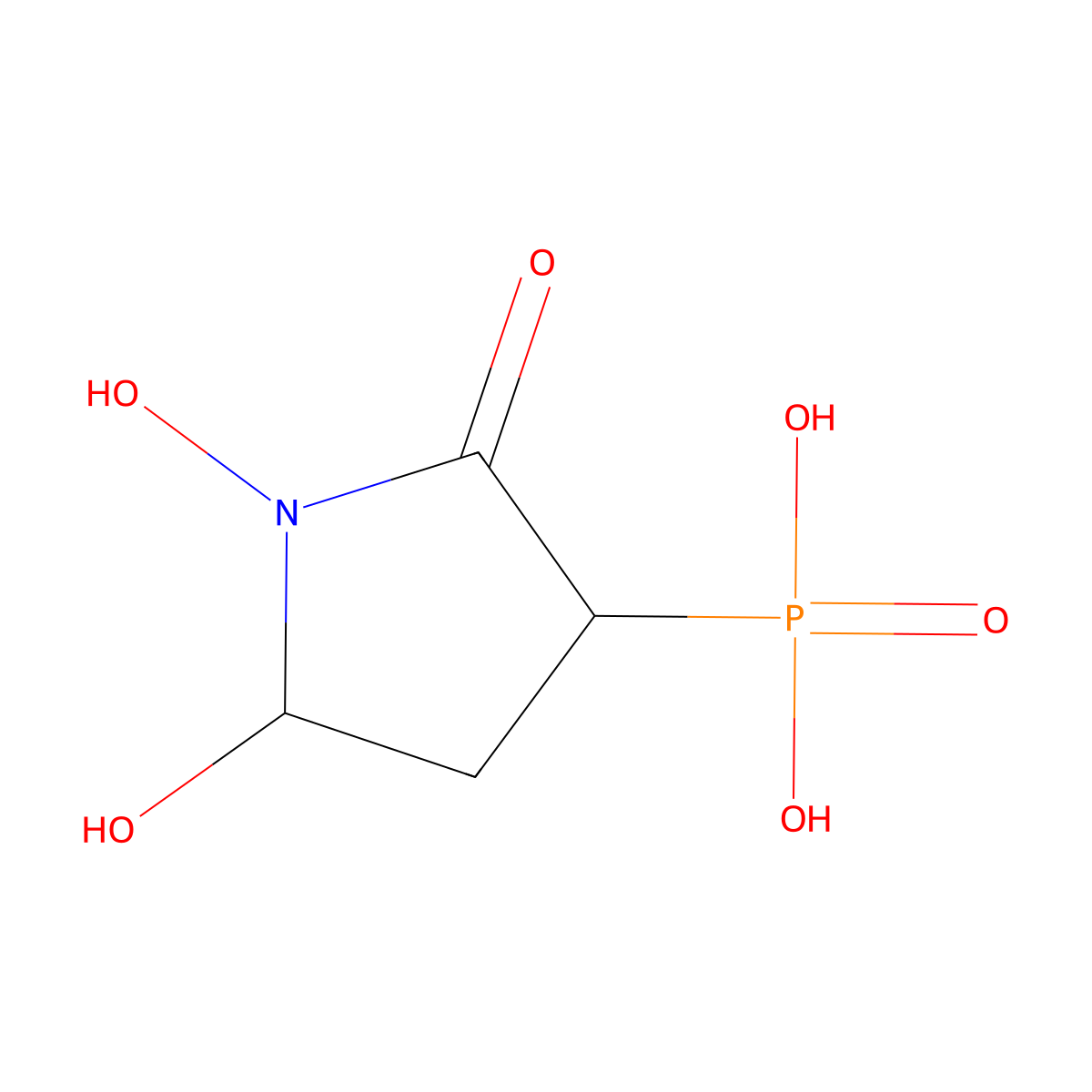 (1,5-Dihydroxy-2-oxopyrrolidin-3-yl)phosphonic acid molecular structure, CAS 107729-45-3