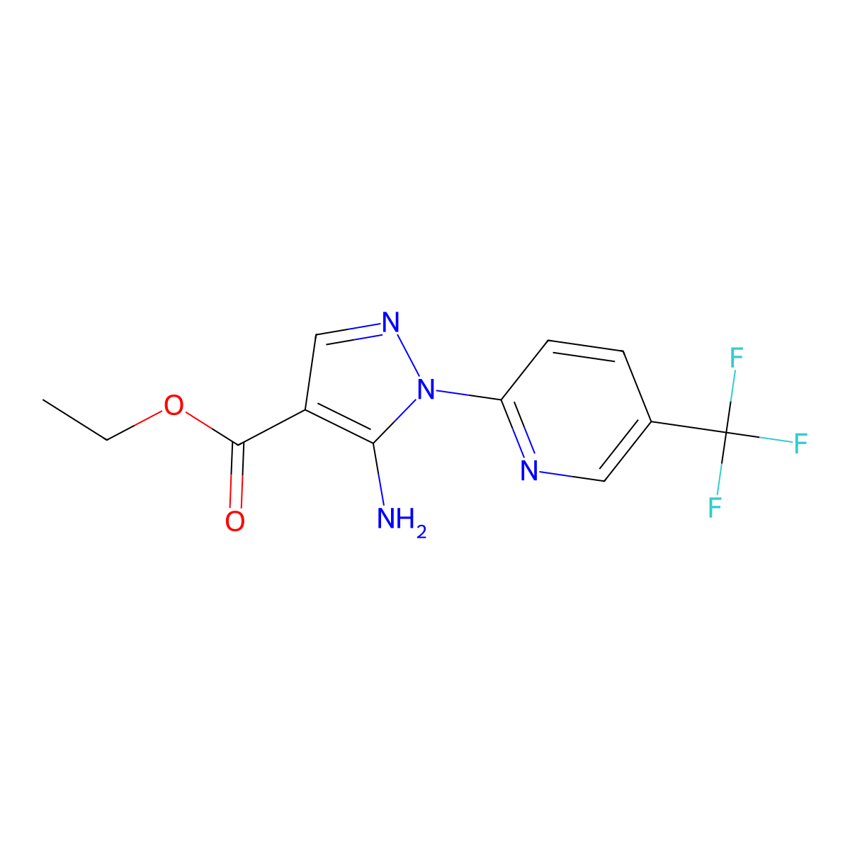 ethyl 5-amino-1-[5-(trifluoromethyl)pyridin-2-yl]-1H-pyrazole-4-carboxylate molecular structure, CAS 107748-84-5