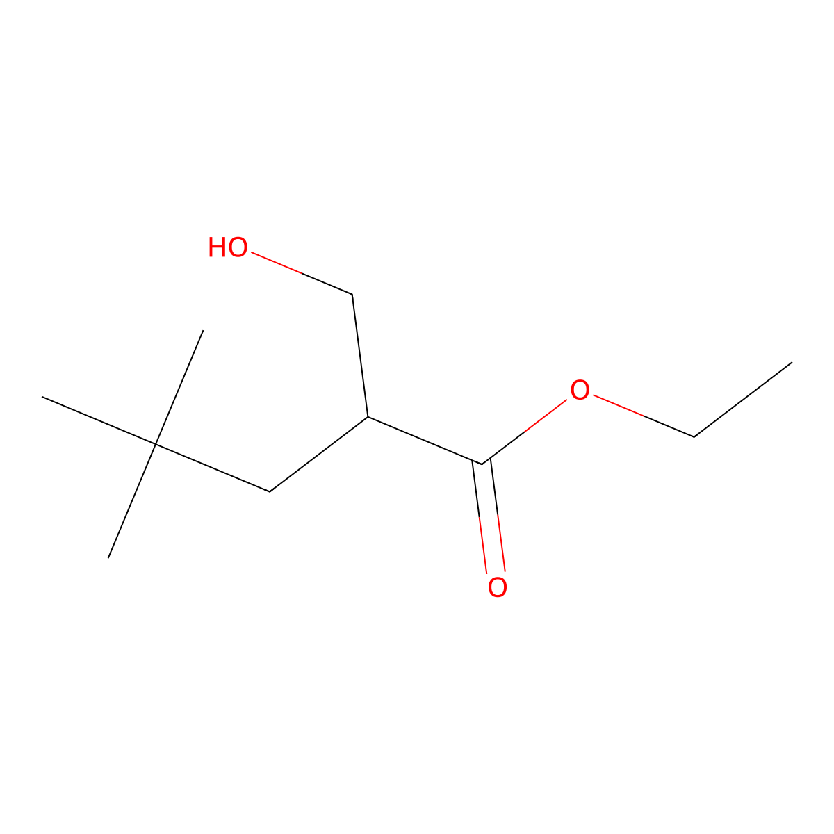Ethyl 2-(hydroxymethyl)-4,4-dimethylpentanoate molecular structure, CAS 107749-64-4