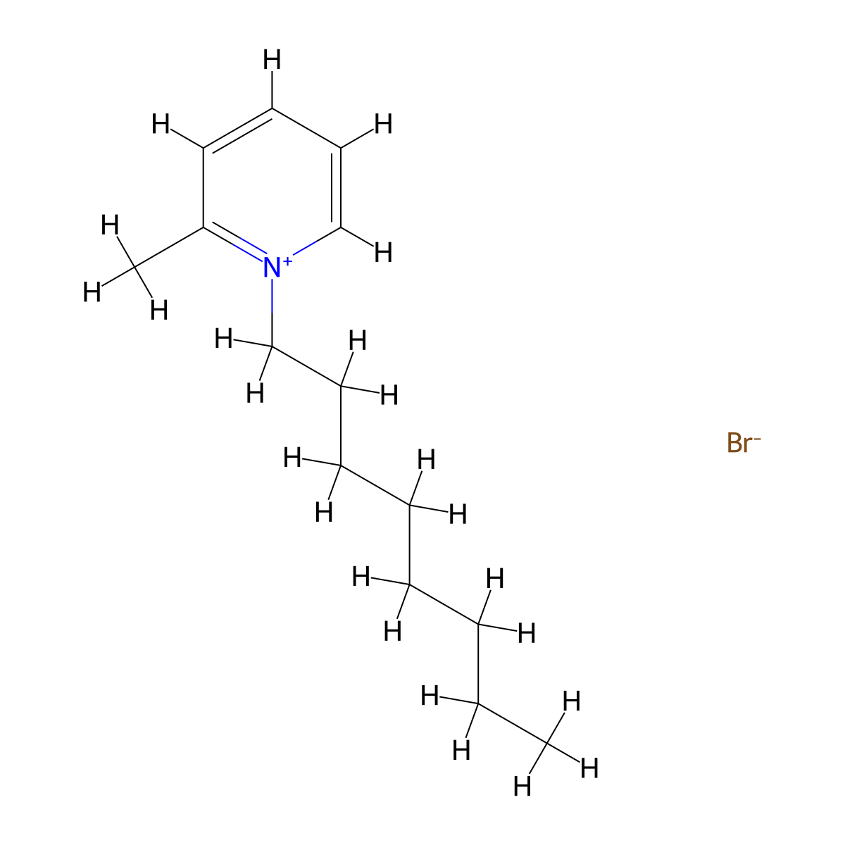 Pyridinium, 2-methyl-1-octyl-, bromide molecular structure, CAS 107758-55-4