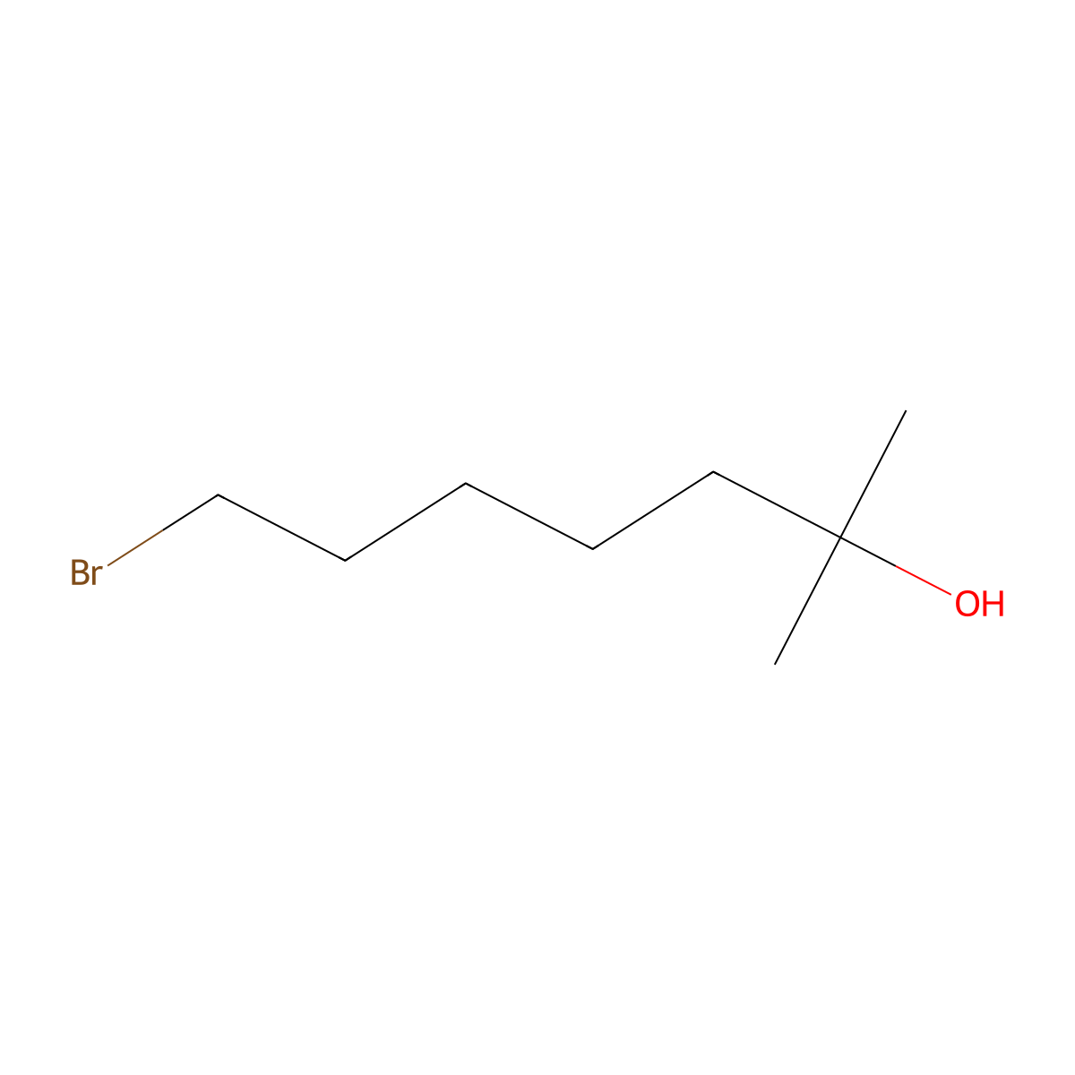 7-Bromo-2-methylheptan-2-ol molecular structure, CAS 107768-04-7