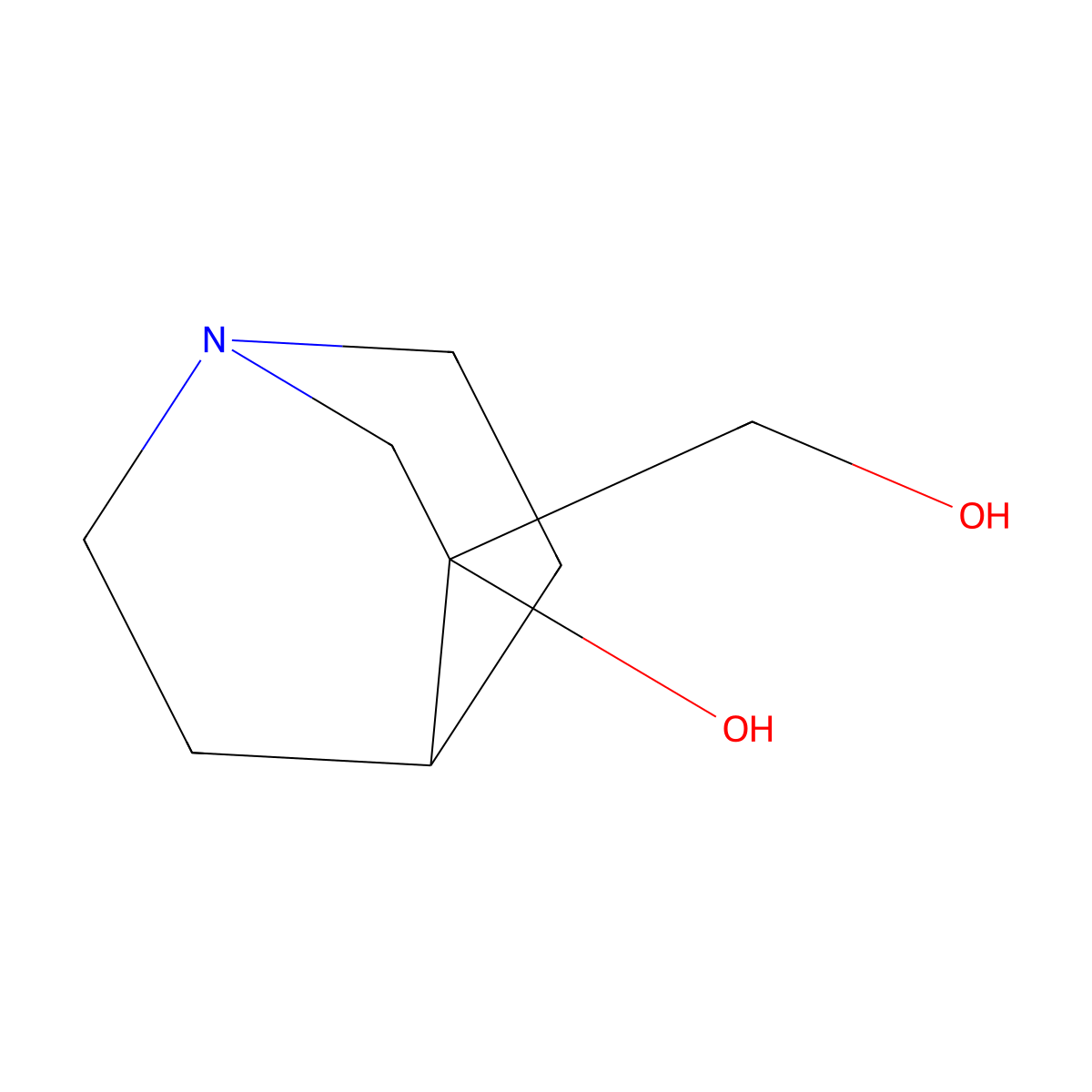 (3S)-3-(hydroxymethyl)-1-azabicyclo[2.2.2]octan-3-ol molecular structure, CAS 107770-17-2