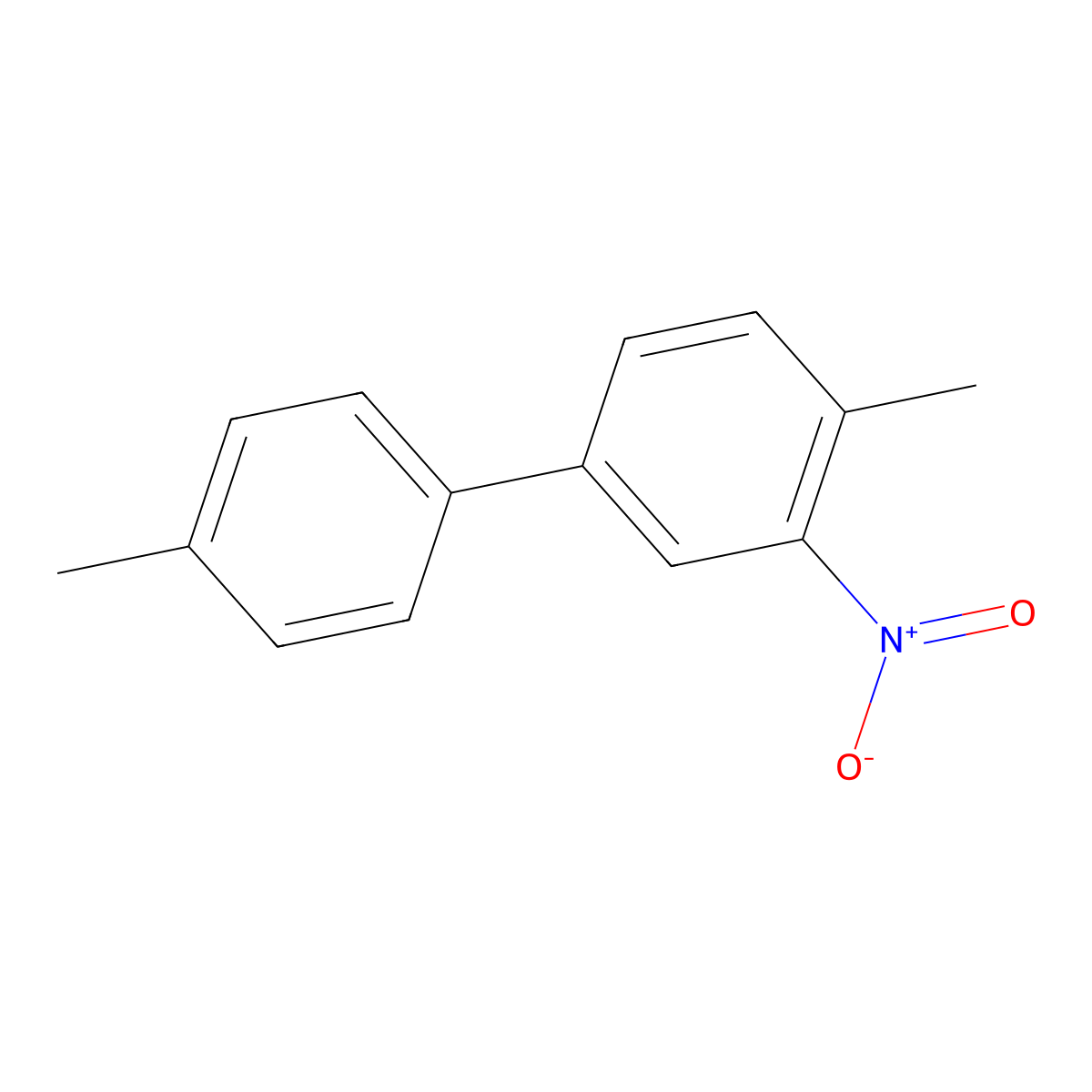 1,1'-Biphenyl, 4,4'-dimethyl-3-nitro- molecular structure, CAS 107771-74-4