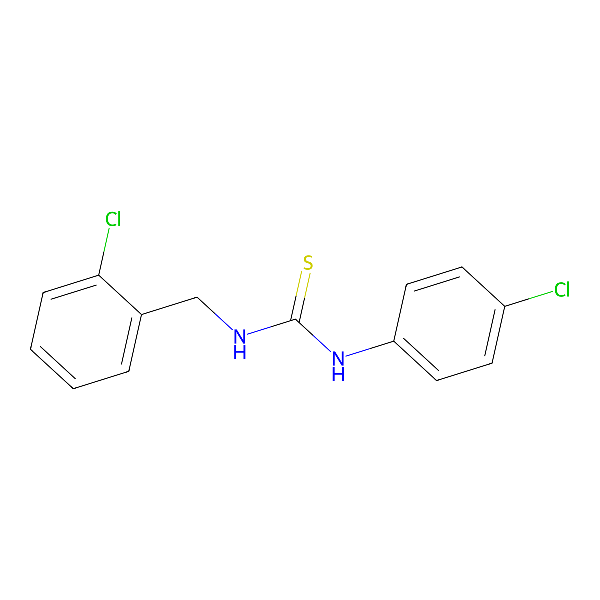 1-(4-Chlorophenyl)-3-[(2-chlorophenyl)methyl]thiourea molecular structure, CAS 107774-95-8