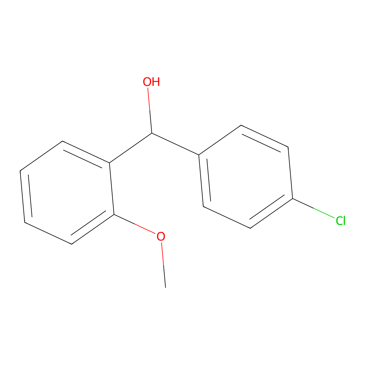 Benzenemethanol, alpha-(4-chlorophenyl)-2-methoxy- molecular structure, CAS 107776-76-1