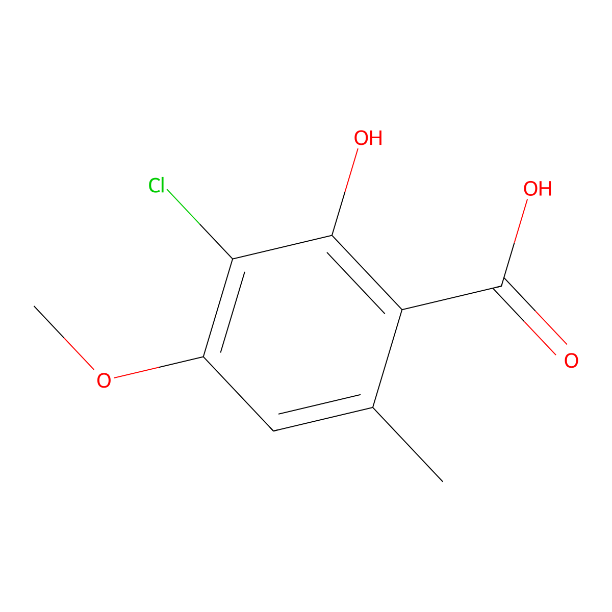 3-Chloro-2-hydroxy-4-methoxy-6-methylbenzoic acid molecular structure, CAS 107783-48-2