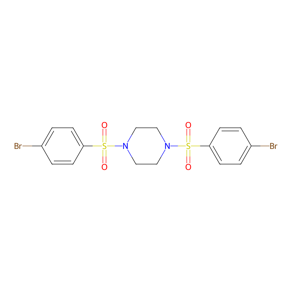 1,4-Bis[(4-bromophenyl)sulfonyl]piperazine molecular structure, CAS 107785-47-7