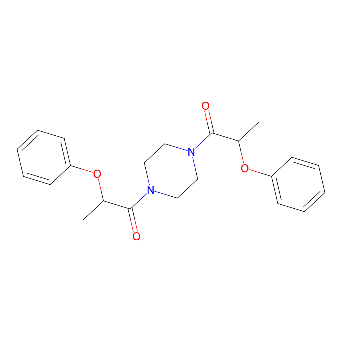 1,4-Bis(2-phenoxypropanoyl)piperazine molecular structure, CAS 107785-64-8