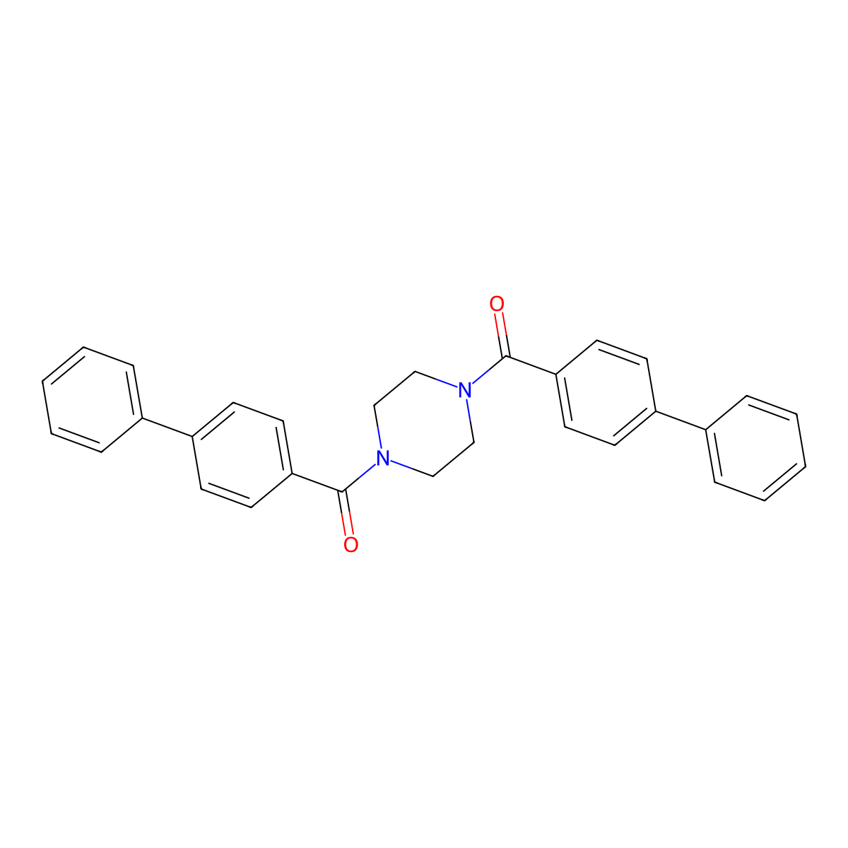 4-Phenylphenyl 4-[(4-phenylphenyl)carbonyl]piperazinyl ketone molecular structure, CAS 107785-70-6