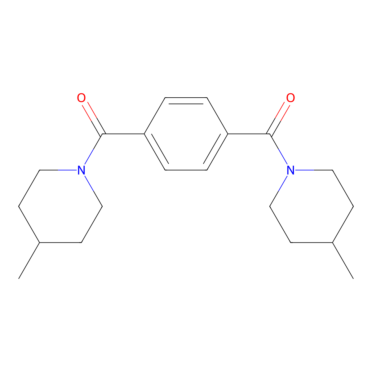 [4-(4-Methyl-piperidine-1-carbonyl)-phenyl]-(4-methyl-piperidin-1-yl)-methanone molecular structure, CAS 107785-92-2