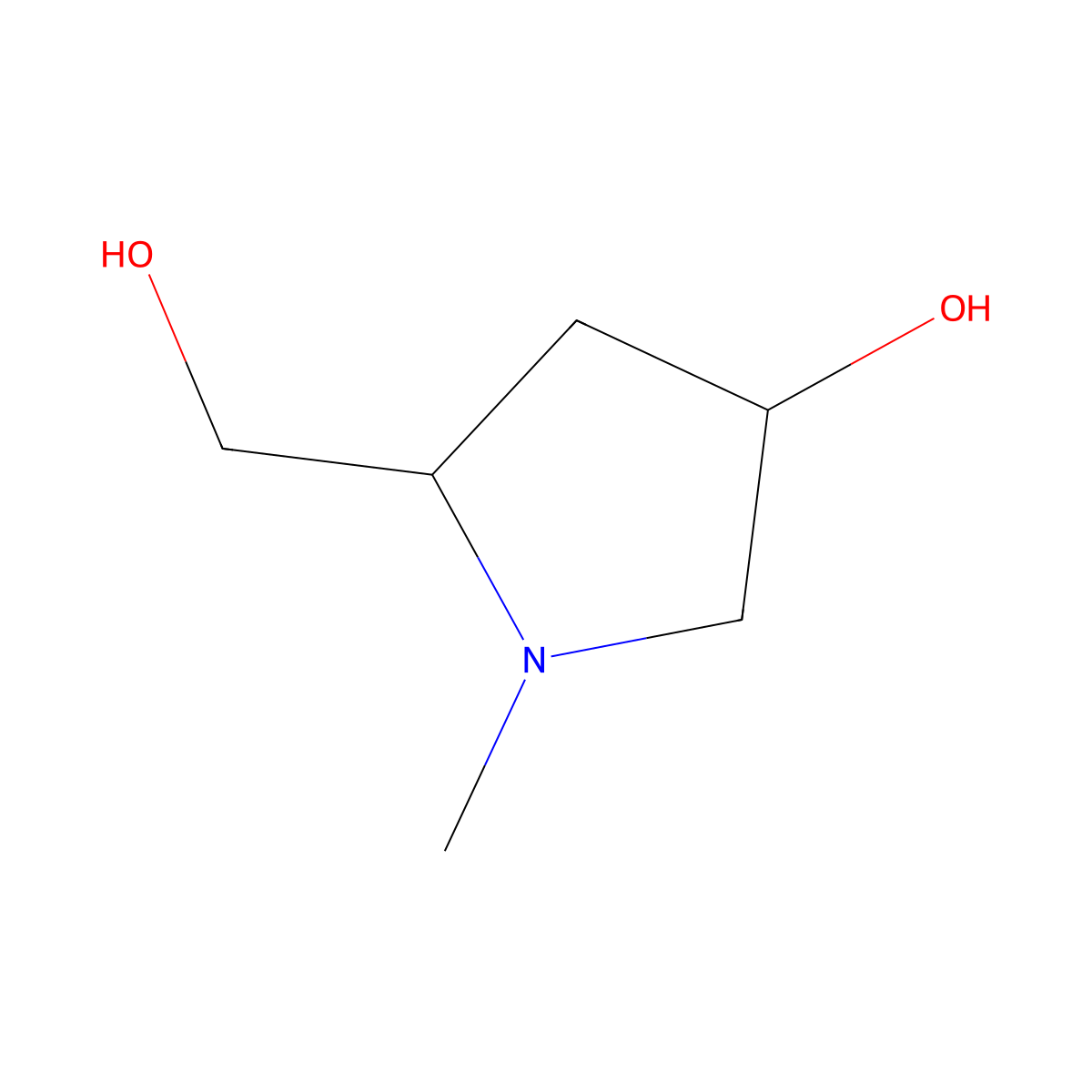(2S,4R)-4-hydroxy-1-methyl-2-pyrrolidinemethanol molecular structure, CAS 107797-60-4
