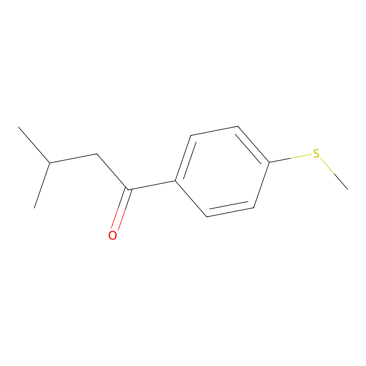 1-Butanone, 3-methyl-1-[4-(methylthio)phenyl]- molecular structure, CAS 107807-65-8