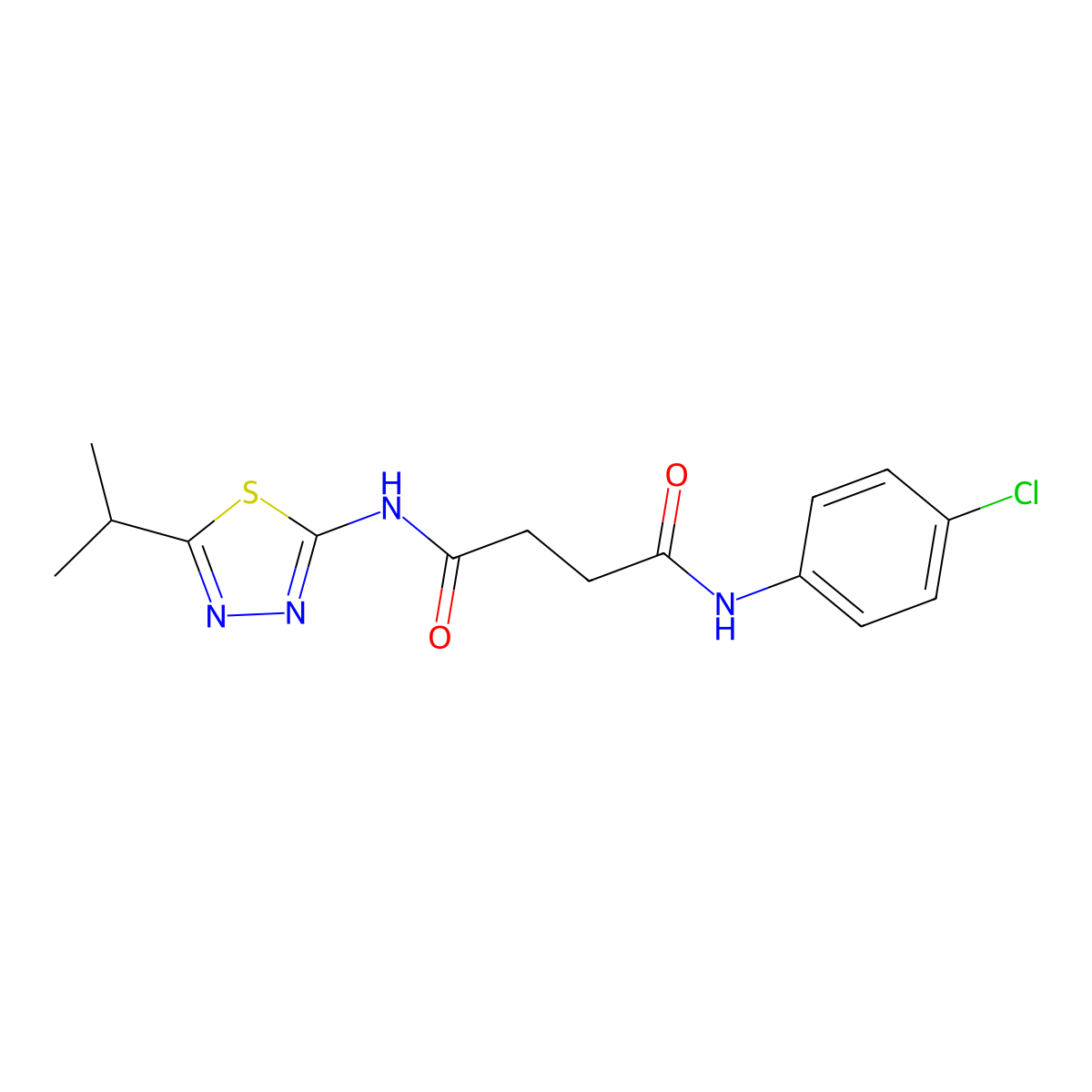Succinamide, N-(p-chlorophenyl)-N'-(5-isopropyl-1,3,4-thiadiazol-2-yl)- molecular structure, CAS 107811-39-2
