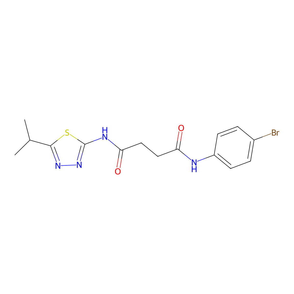 Succinamide, N-(p-bromophenyl)-N'-(5-isopropyl-1,3,4-thiadiazol-2-yl)- molecular structure, CAS 107811-40-5